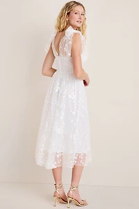 Julie Embroidered Tulle Midi Dress