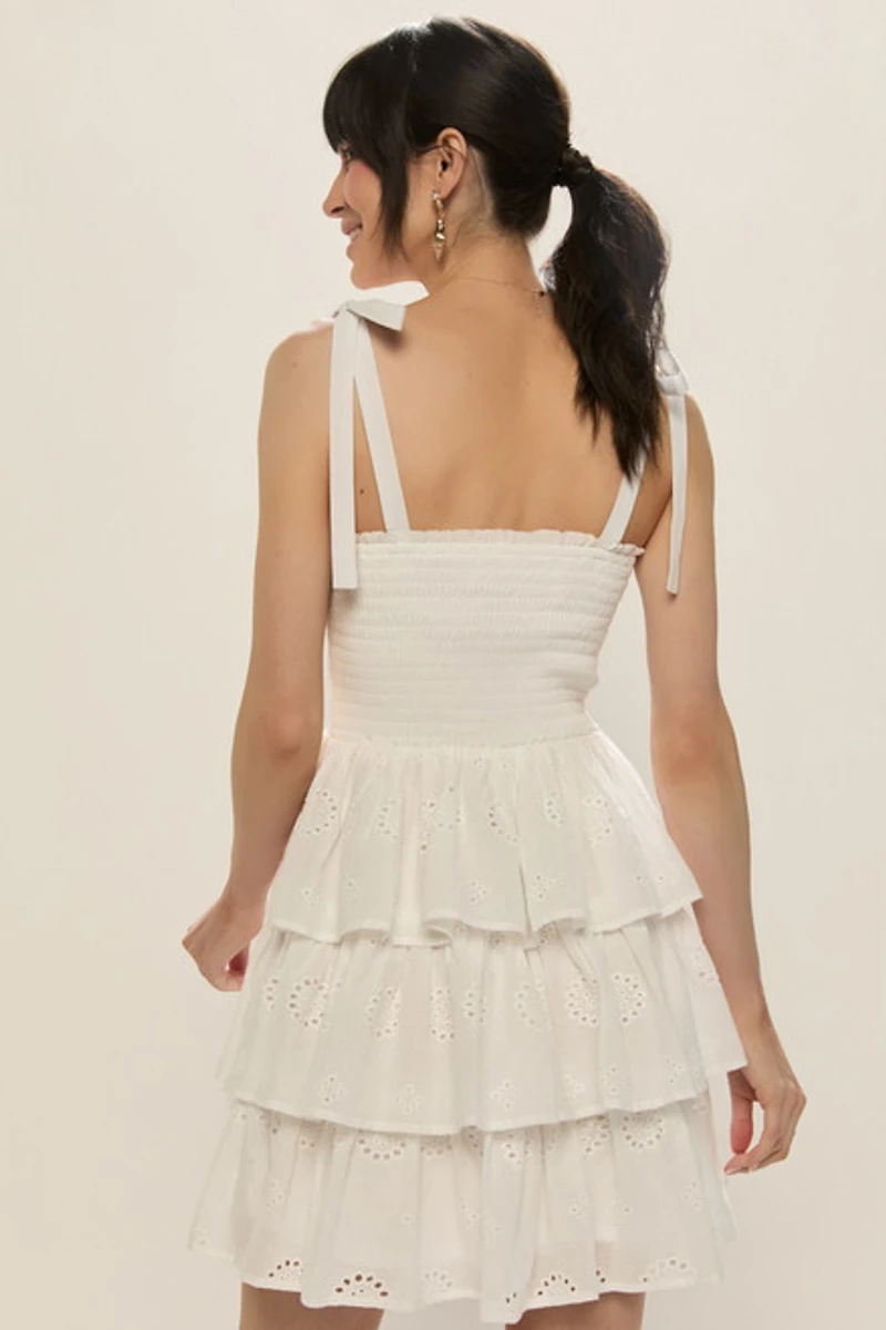 Stacey Smocked Eyelet Mini Dress