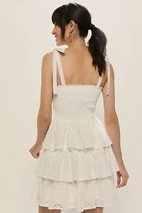 Stacey Smocked Eyelet Mini Dress