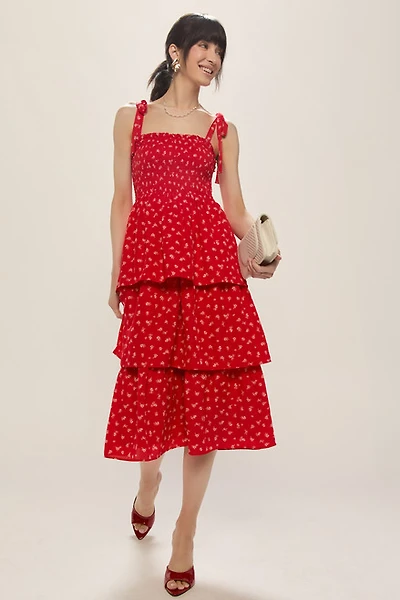 Cassandra Smocked Floral Midi Dress