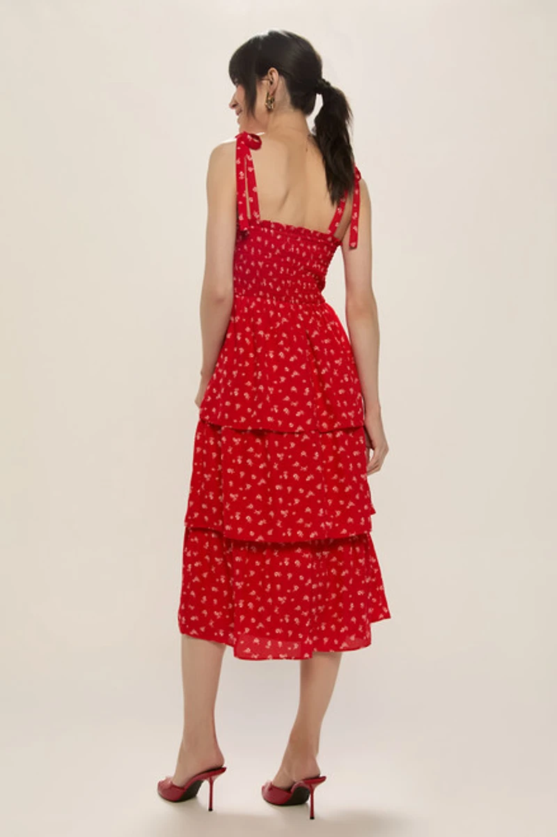 Cassandra Smocked Floral Midi Dress