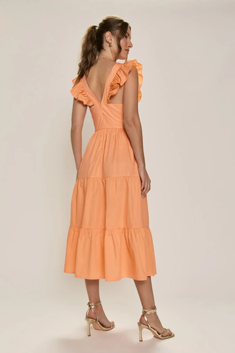 Eva Flutter Sleeve Midi Dress