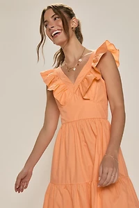 Eva Flutter Sleeve Midi Dress