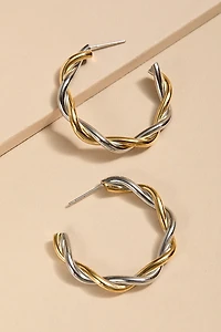 Thelma Stainless Steel Twisted Hoop Earrings