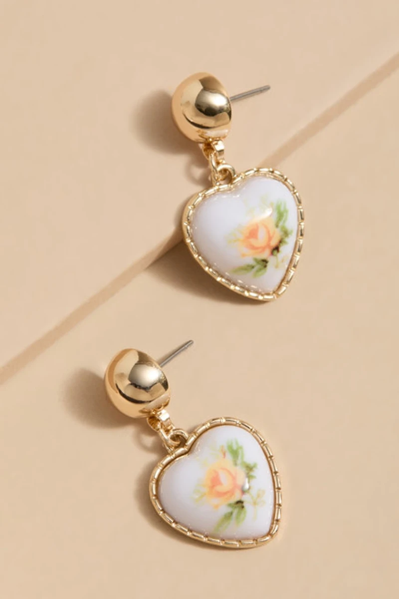 Jodie Ceramic Heart Drop Earrings