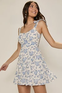 Marie Tie Waist Floral Mini Dress