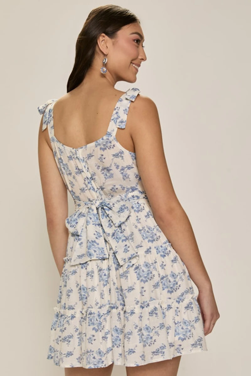 Marie Tie Waist Floral Mini Dress