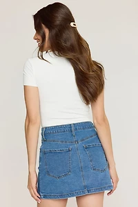 Ann Button Front Denim Mini Skirt