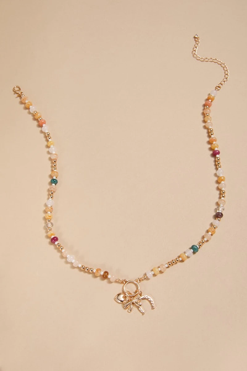 Lauren Beaded Charm Pendant Necklace
