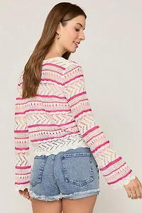 Maddie Striped Tie Front Cardigan