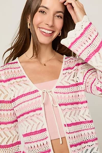 Maddie Striped Tie Front Cardigan