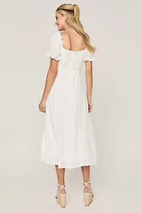 Pam Short Sleeve Eyelet Midi Dress