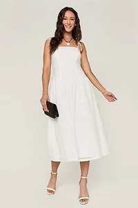 Pamela Eyelet Drop Waist Midi Dress