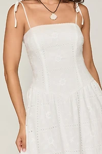 Pamela Eyelet Drop Waist Midi Dress