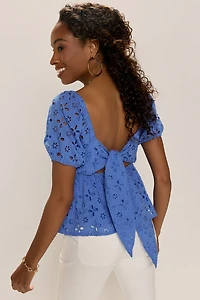 Stacie Eyelet Bow Back Blouse