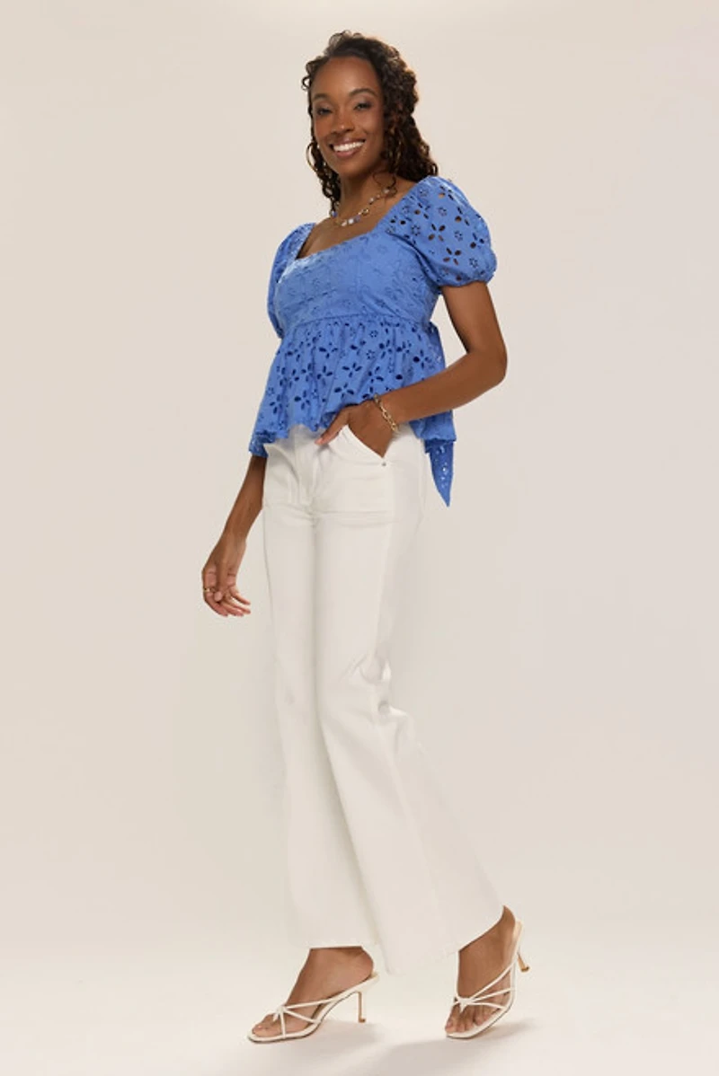 Stacie Eyelet Bow Back Blouse