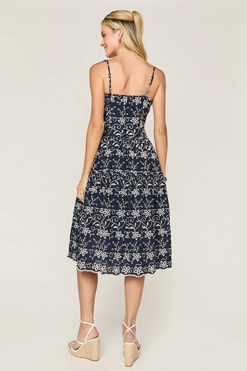 Sue Embroidered Floral Midi Dress