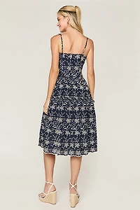 Sue Embroidered Floral Midi Dress