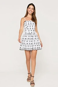 Estelle Embroidered Bow Mini Dress
