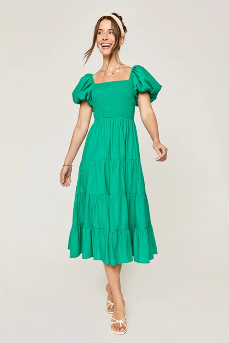 Sherry Puff Sleeve Midi Dress