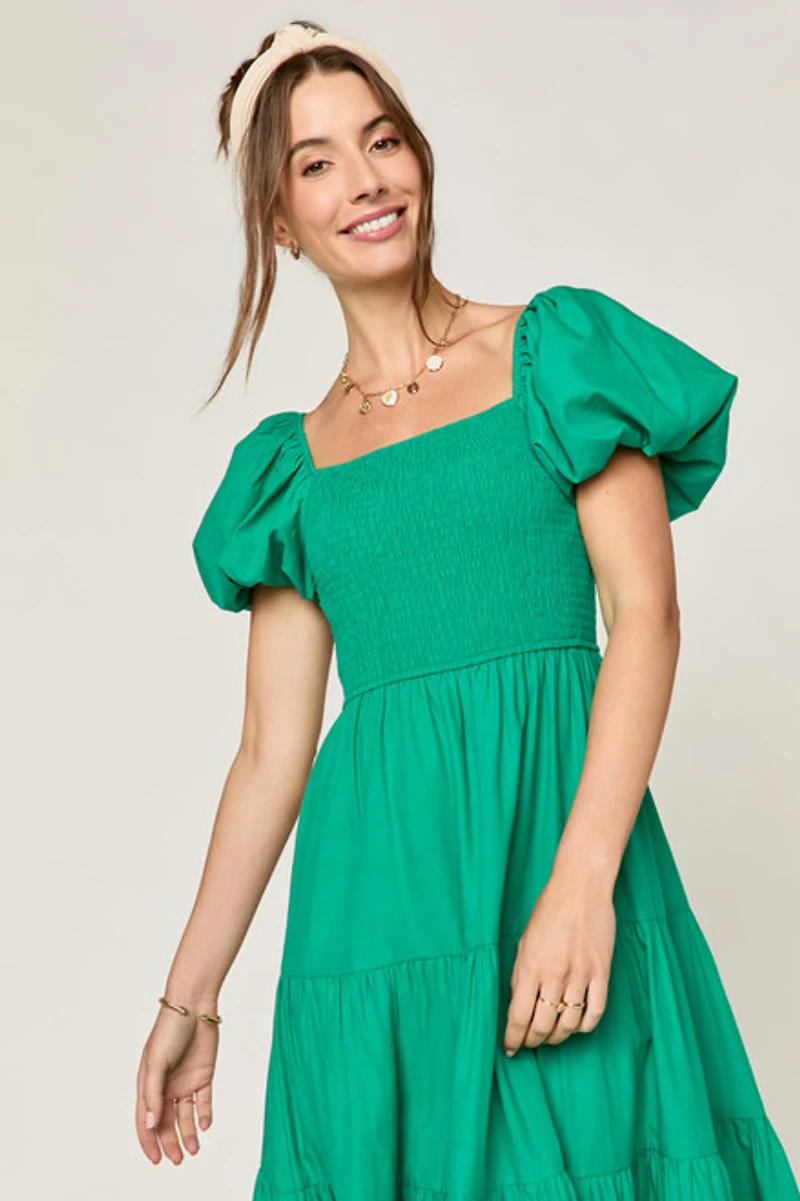 Sherry Puff Sleeve Midi Dress