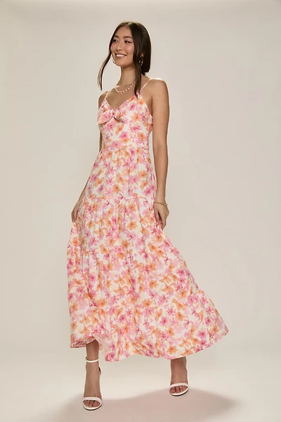 Helen Tie Front Floral Maxi Dress