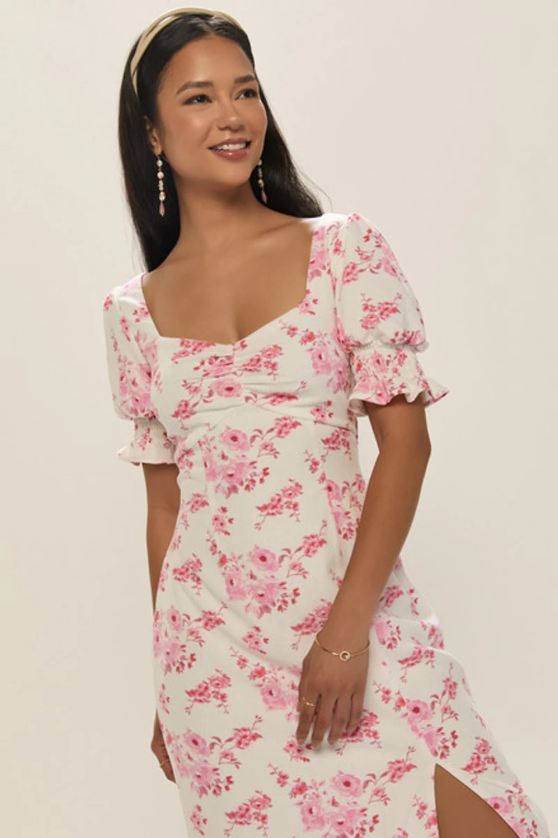 Betty Floral Puff Sleeve Midi Dress