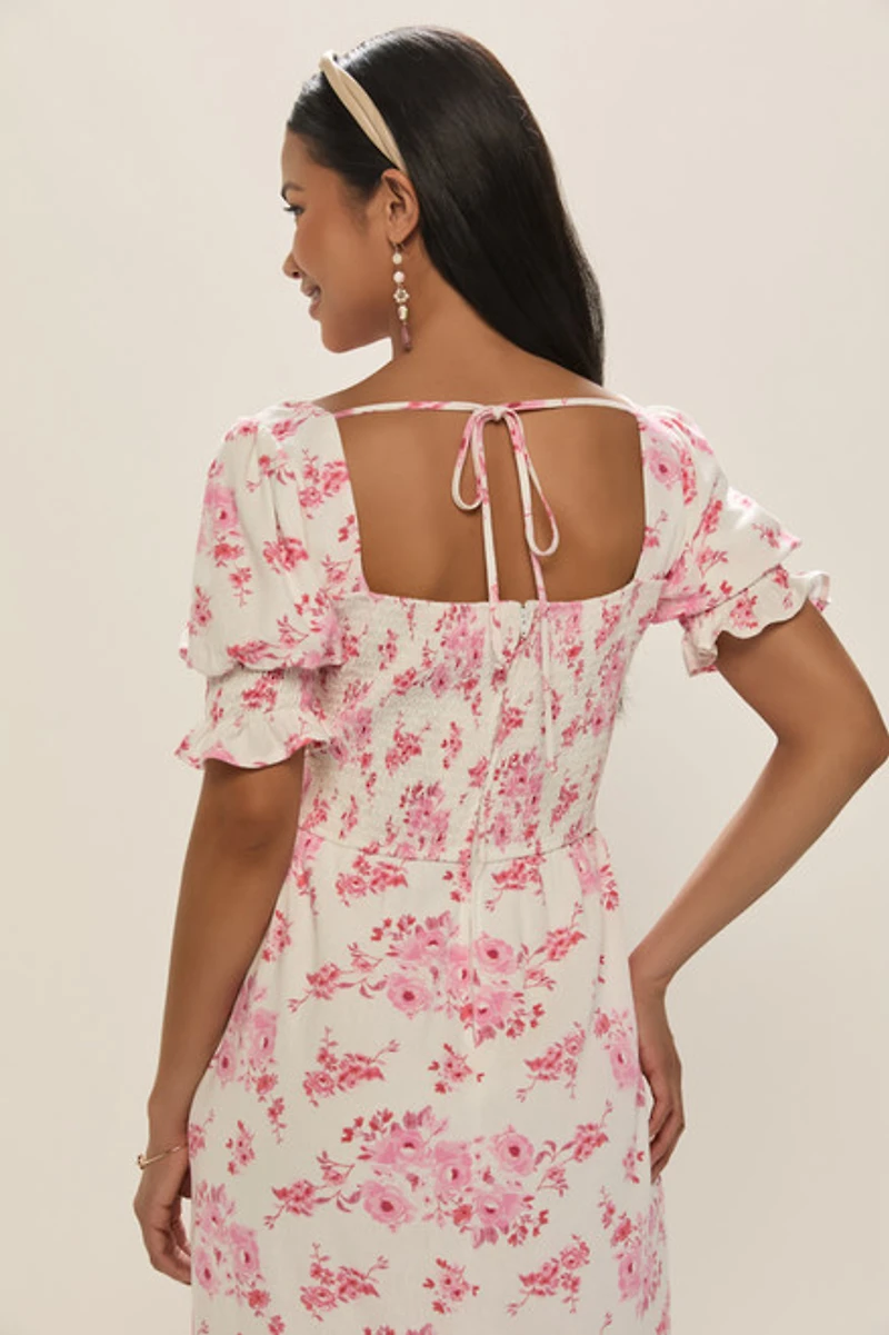 Betty Floral Puff Sleeve Midi Dress