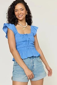 Janet Smocked Short Sleeve Top
