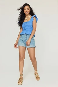 Janet Smocked Short Sleeve Top