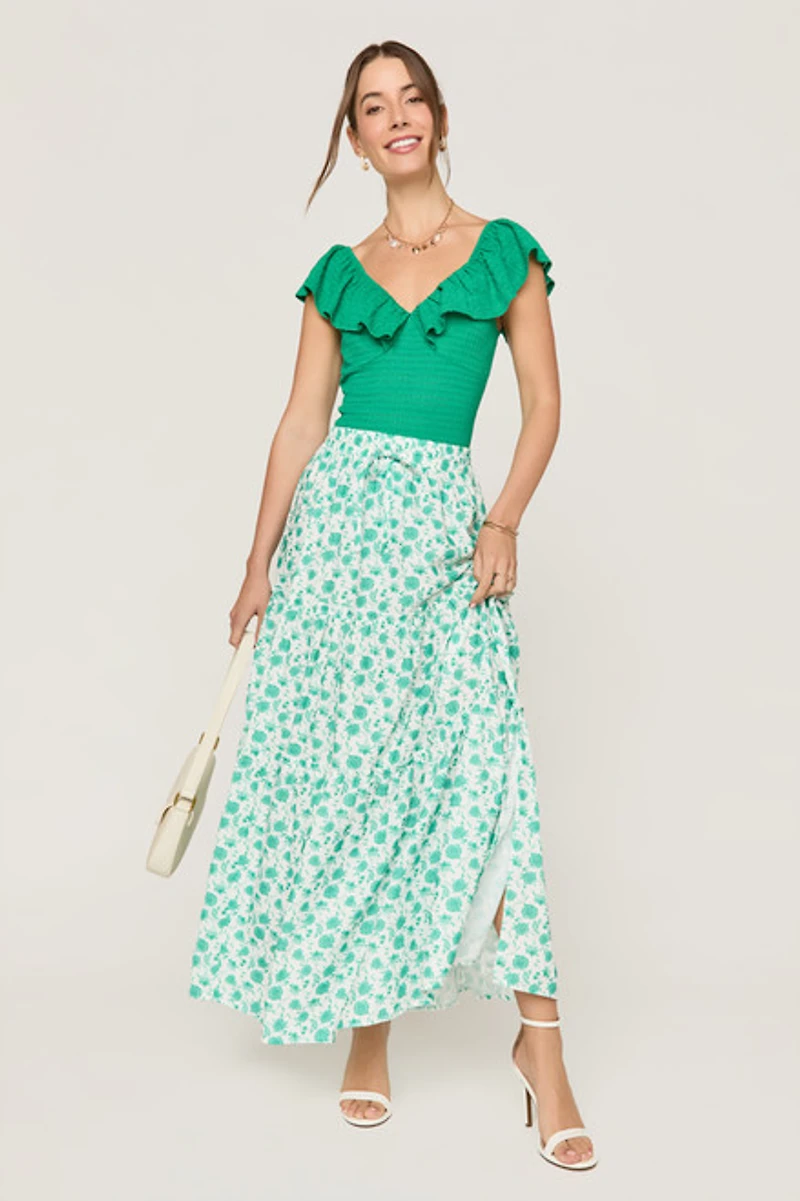 Kai Floral Tiered Maxi Skirt