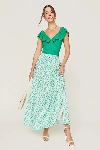 Kai Floral Tiered Maxi Skirt