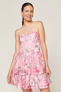 Rachel Strapless Floral Mini Dress