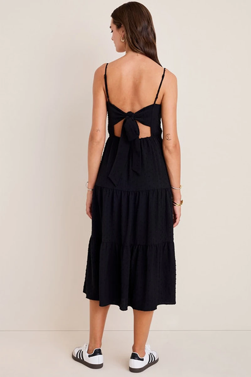 Nina Clip Dot Bow Back Midi Dress