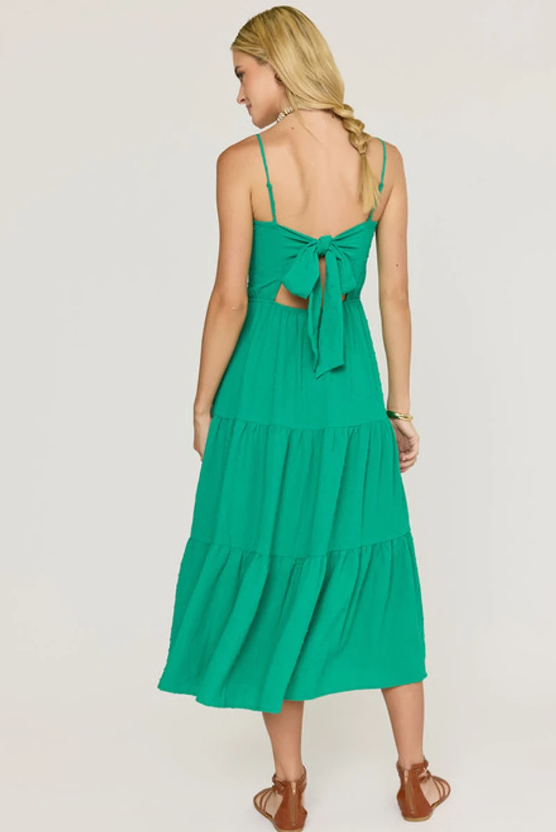 Nina Clip Dot Bow Back Midi Dress