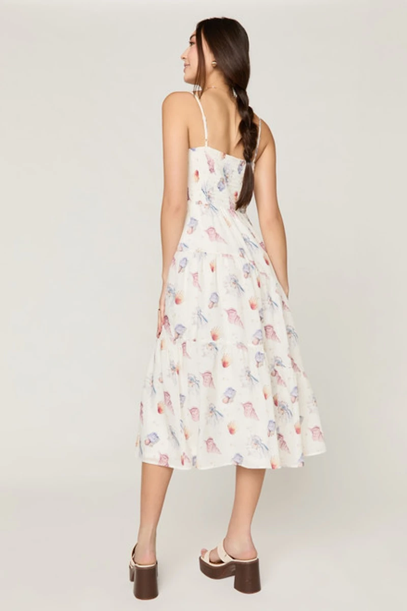 Amy Seashell Print Midi Dress
