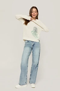 Mary Embroidered Palm Pullover Sweater