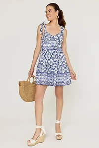 Joan Tile Print Mini Dress