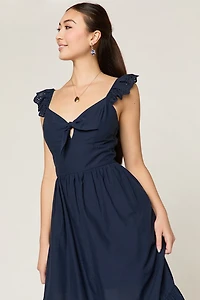 Layla Tie Front Eyelet Midi Dress