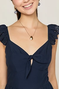 Layla Tie Front Eyelet Midi Dress