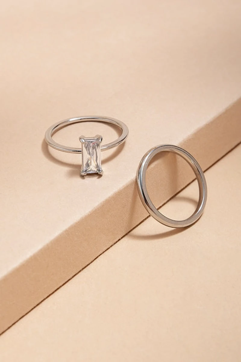 Travel With Me Silver Ring Set