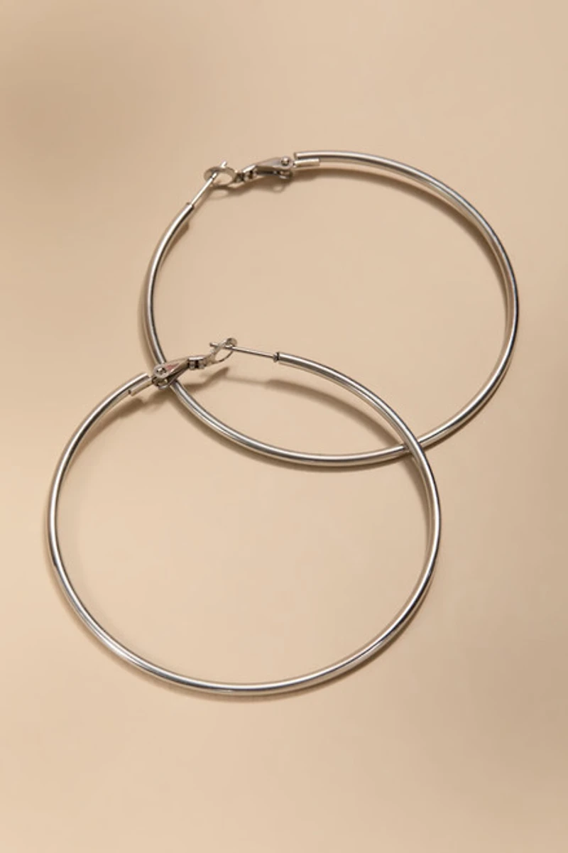 Anne Stainless Steel Silver Hoop Earrings