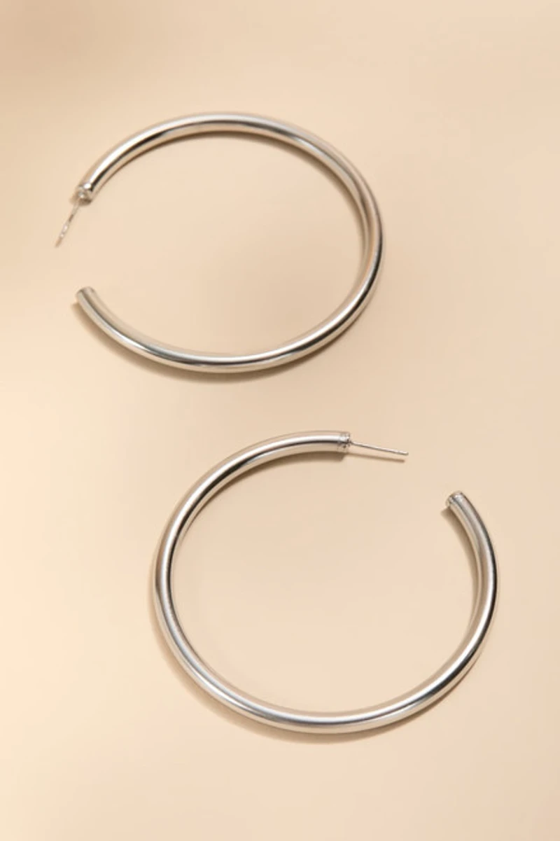 Rosie Stainless Steel Silver Hoop Earrings