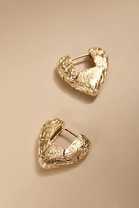 Ava Embossed Heart Hoop Earrings