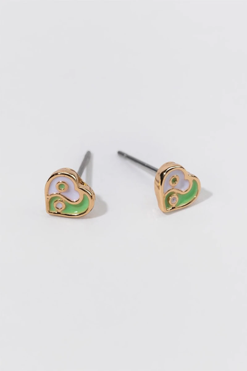 Hello Franki Heart Ying-Yang Stud Earrings for girls