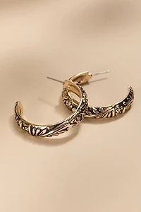 Amber Embossed Gold Hoop Earrings