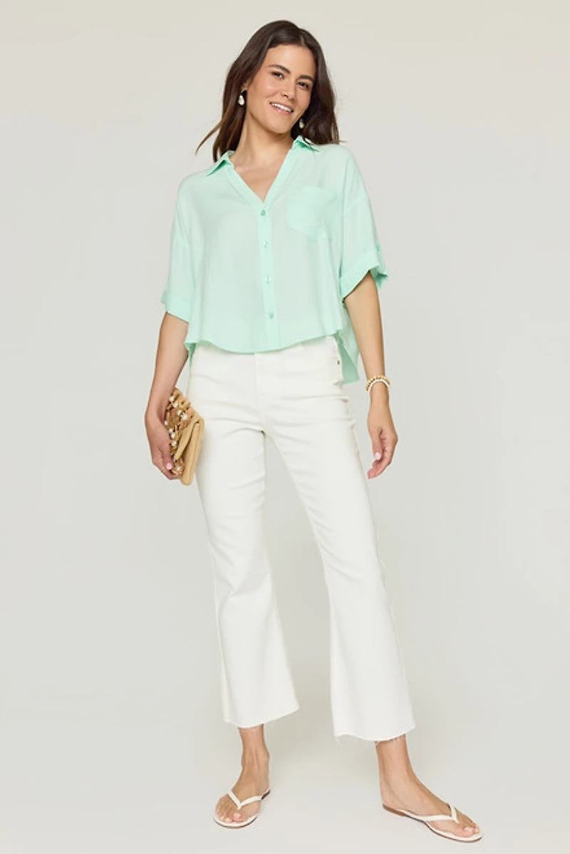 Debby Short Sleeve Button Down Top