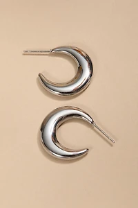 Trisha Stainless Steel Silver Crescent Hoop Earrings