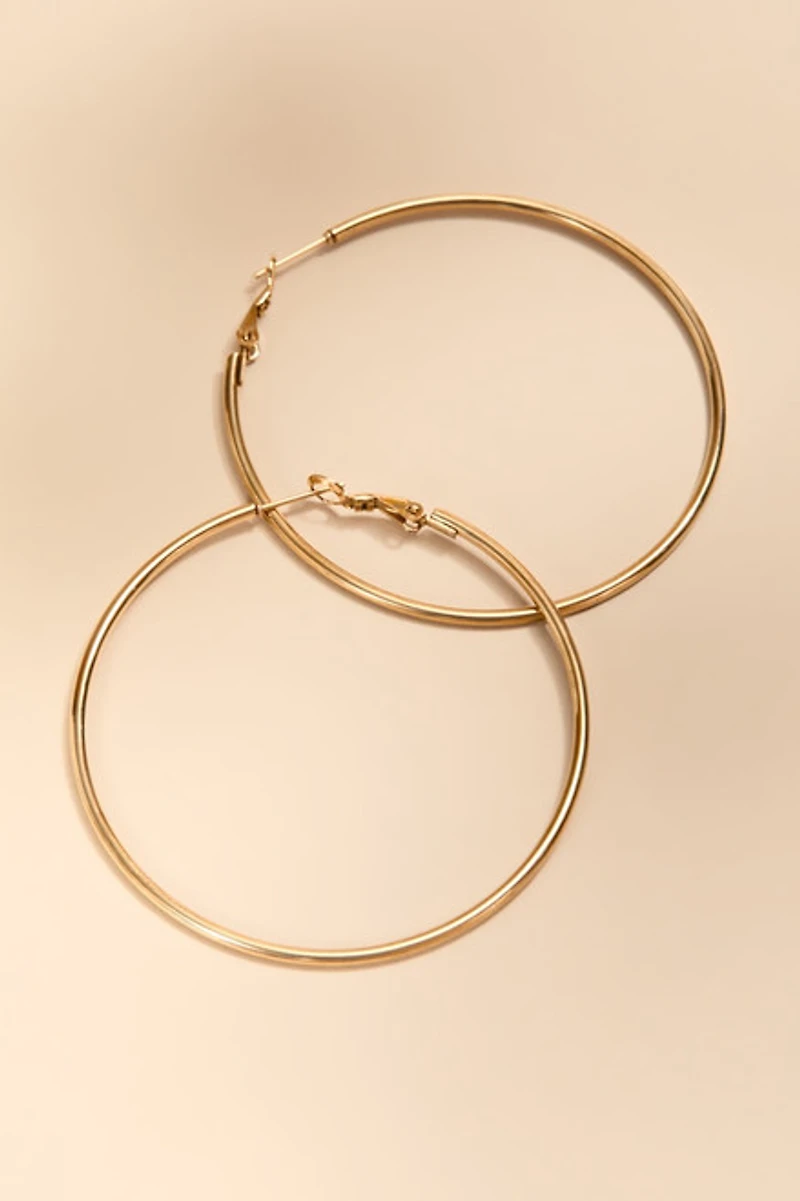 Anne Stainless Steel Gold Hoop Earrings