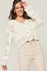 Ella Pointelle Button Front Cardigan